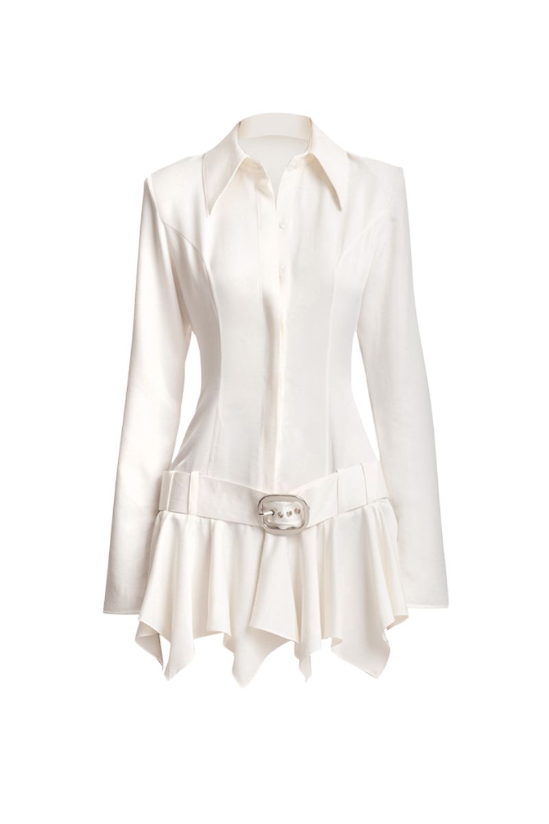 MS. DRAGON OFF WHITE SHIRT DRESS - CULT MIA