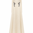 Maison Des Copains Celestine A-line cold shoulder lace gown with floor-length skirt, featuring elegant lace and flowing silhouette.