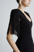 Maison Des Copains Presley Sheath Mini Dress with scoop neck, fitted silhouette, and stylish design, shown in a close-up view.