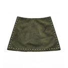 ZUT Tellier olive green mini skirt with a fitted waist and stylish design, shown on a model.