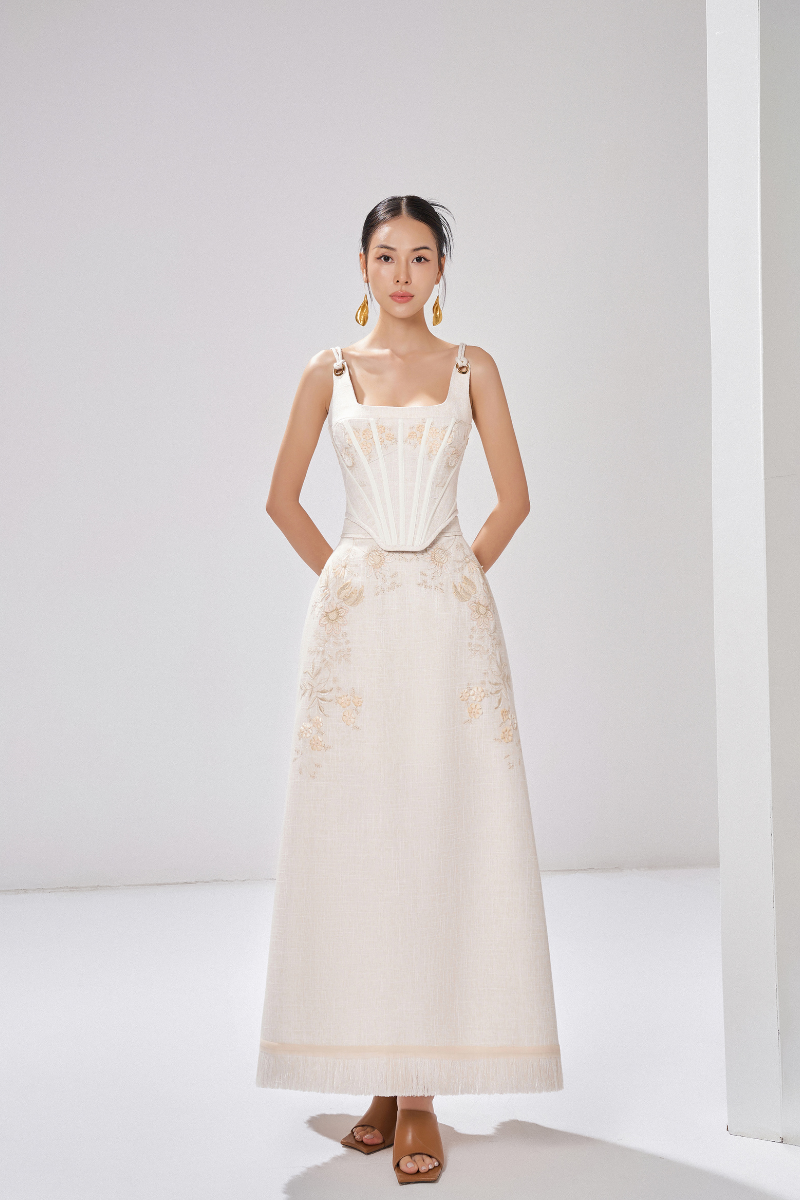 LONDYN A-LINE EMBROIDERED ANKLE LENGTH SKIRT - CULT MIA