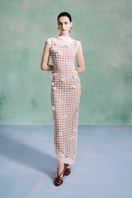 Lecia 3D column midi dress featuring a fitted silhouette and intricate textured design, shown in a stylish black color.