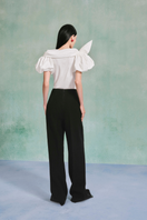 Lecia V-Waist velvet crepe pants in deep burgundy, featuring a high waist and tailored fit, displayed on a white background.
