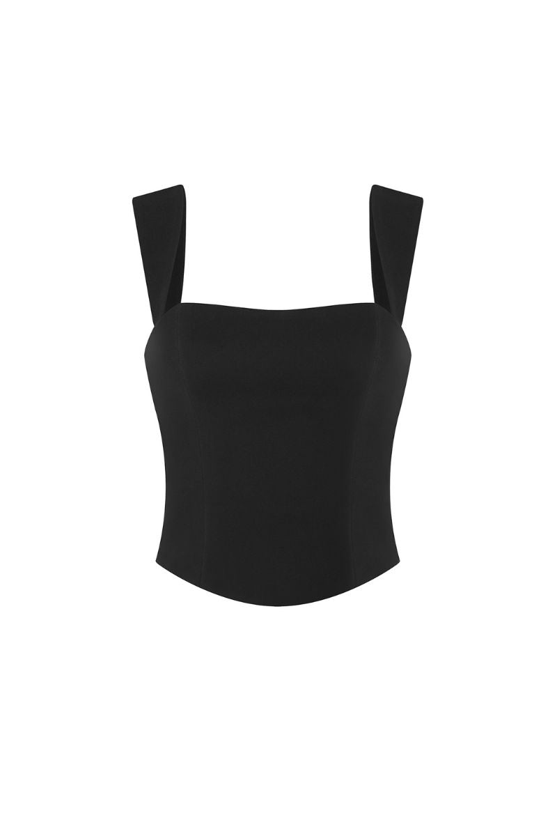 FITTED BLACK CORSET BUSTIER - CULT MIA