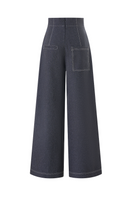 Light blue cotton denim pants from LECIA V-WAIST collection, featuring a relaxed fit and classic five-pocket design.