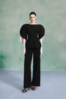 LECIA Calla Sleeves Crepe Top featuring long sleeves and a sleek, elegant design in lightweight crepe fabric.