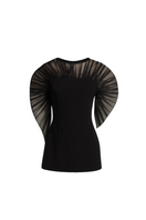 Lecia fan-petal tulle bodice top featuring delicate tulle fabric and a stylish design, perfect for elegant casual wear.