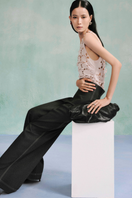 LECIA laser cut mesh silk chiffon tank top featuring intricate cutout details and lightweight, flowy fabric for a stylish look.
