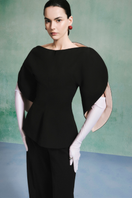 Lecia Calla Sleeves Crepe Top featuring long sleeves and a stylish, flowy crepe fabric design.