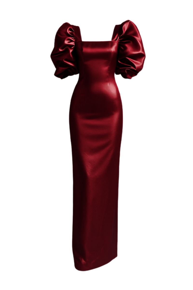 GARNET SCULPTED SILK CHIFFON DRESS - CULT MIA