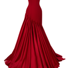 CEM Juniper strapless mermaid maxi dress with fitted bodice and flowing skirt, elegant evening gown in vibrant fabric.