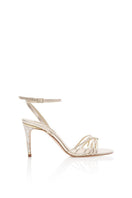 Freya Rose Champagne Bella leather sandals with elegant straps and heel, perfect for stylish summer occasions.