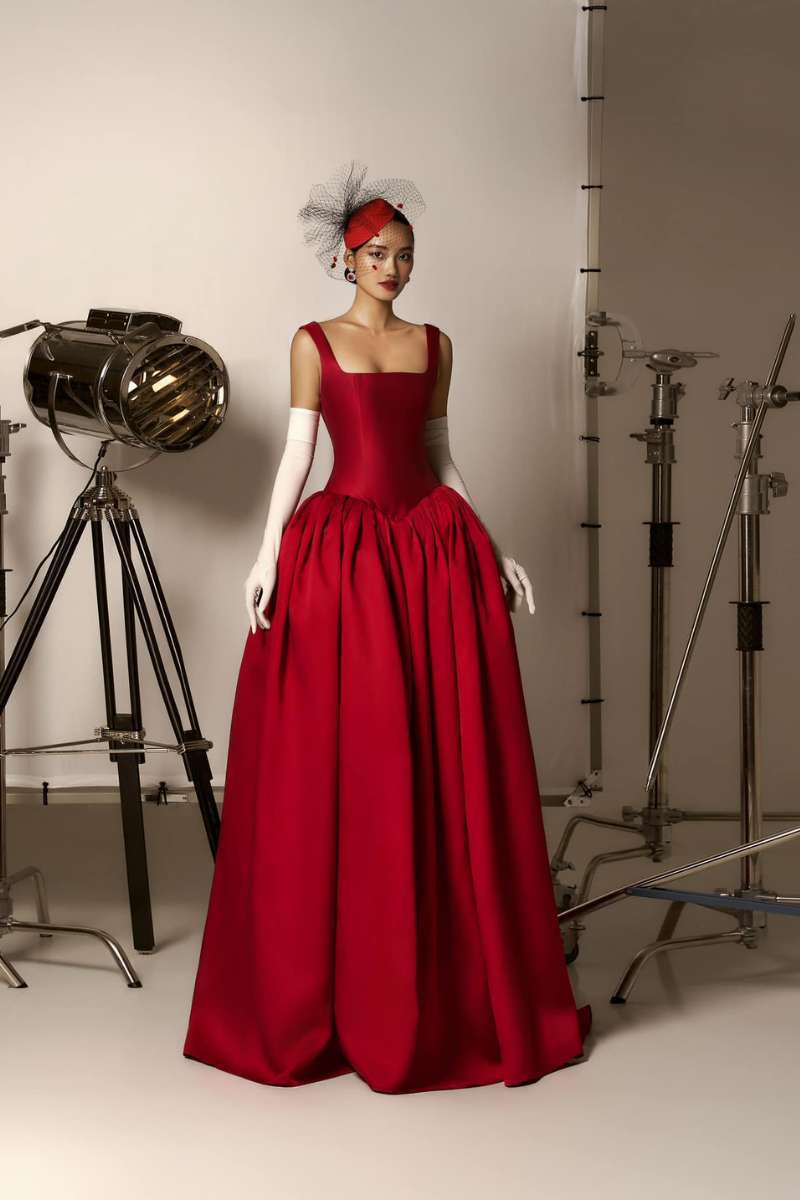 RAELYNN BALL GOWN LOOSE STRAP TAFFETA GOWN