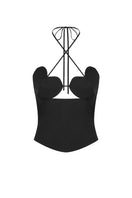 Black MS. Heart side bustier top by Stolen Stores featuring a fitted design and stylish side detail.