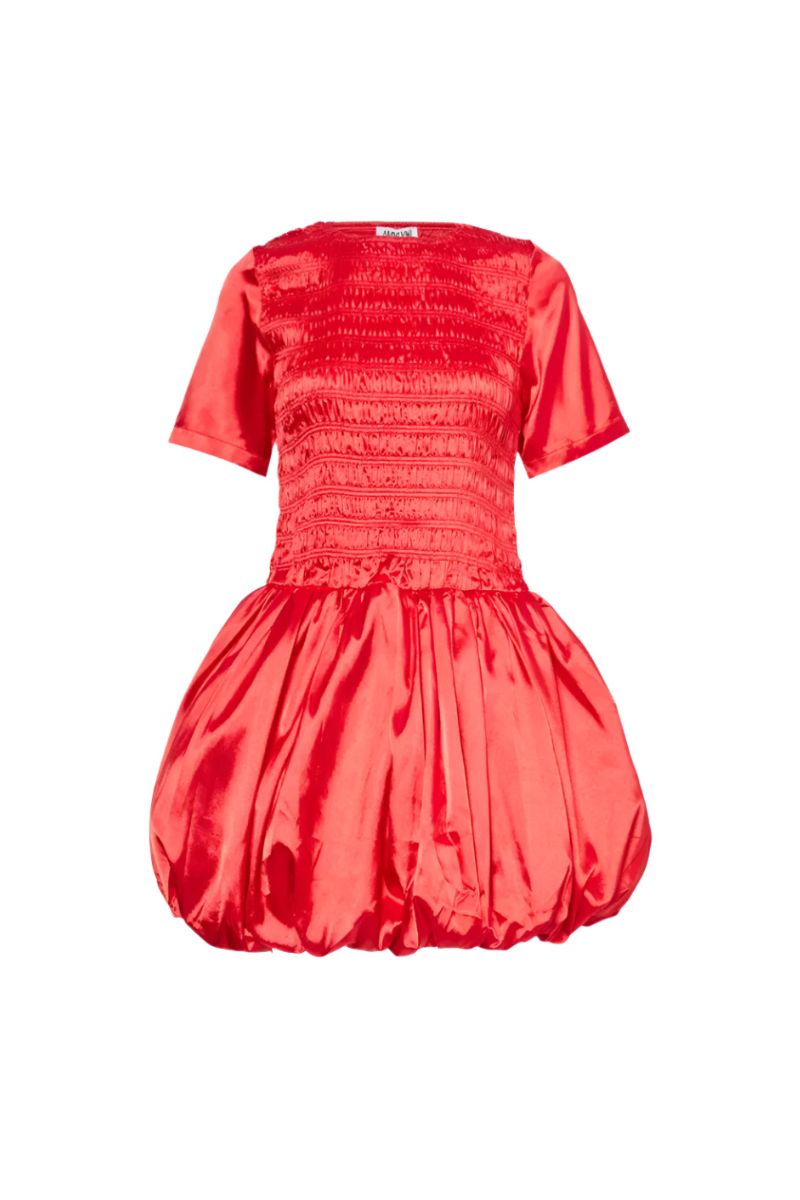ELEANOR SATIN DRESS IN RED - CULT MIA