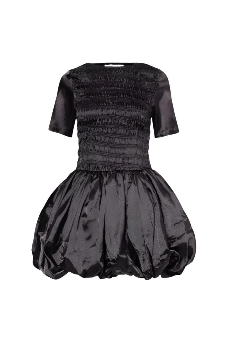 ELEANOR SATIN DRESS IN BLACK - CULT MIA