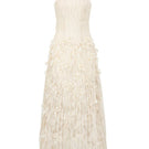 Beige lace gown from 21Six Octavia collection, featuring intricate lace details and elegant flowing design.