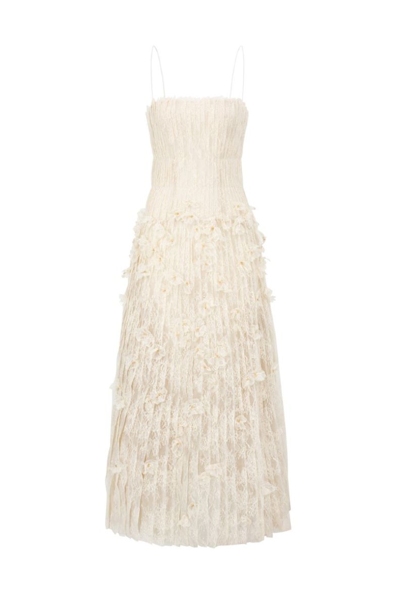 OCTAVIA LACE DRESS IN BEIGE - CULT MIA