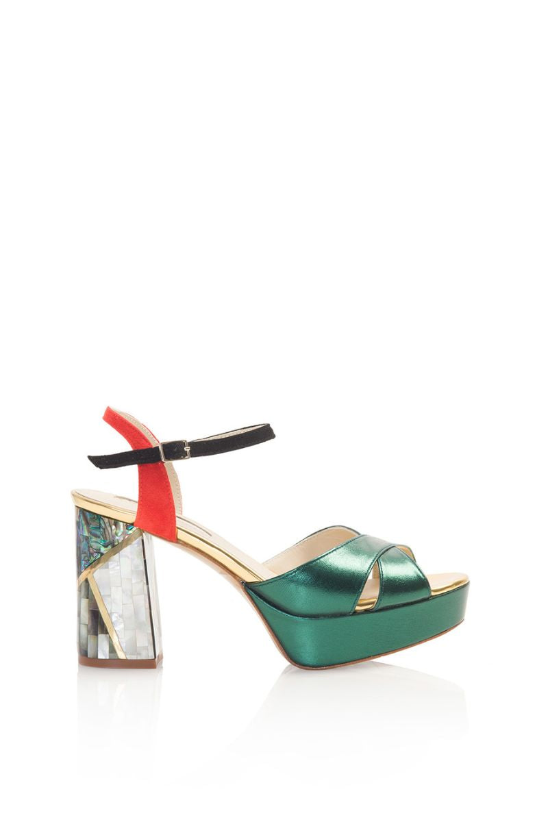 Elegant black KAMI leather heels by Freya Rose, featuring a sleek design and pointed toe, perfect for formal occasions.