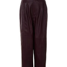 Japanese leather pants in wine red by MAZ Manuela Álvarez, showcasing their sleek fit and rich color.