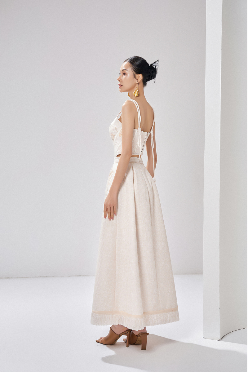 LONDYN A-LINE EMBROIDERED ANKLE LENGTH SKIRT - CULT MIA