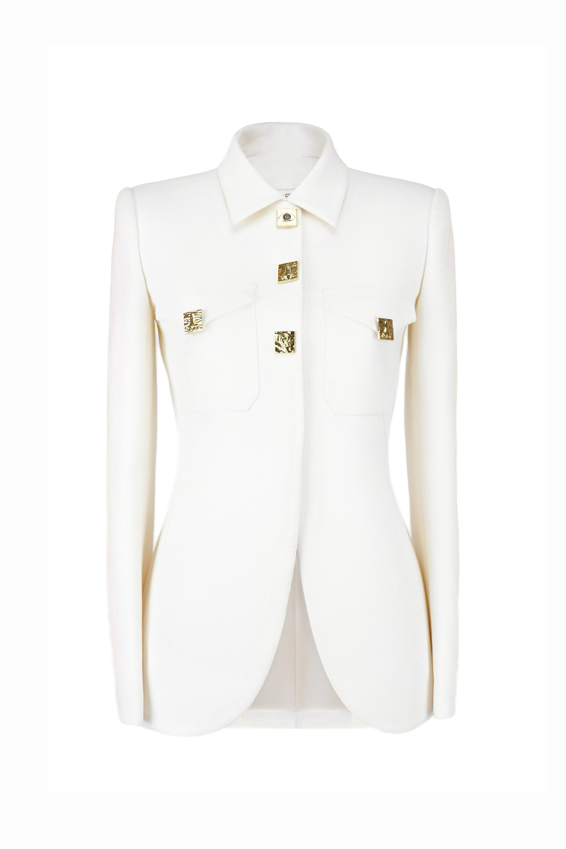 CAPRICA SHEATH COLLARED NECK COTTON JACKET - CULT MIA