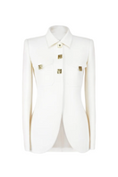 Maison Des Copains Caprica Sheath Collar Cotton Jacket, lightweight jacket with a tailored fit and collar detail, displayed on a hanger.