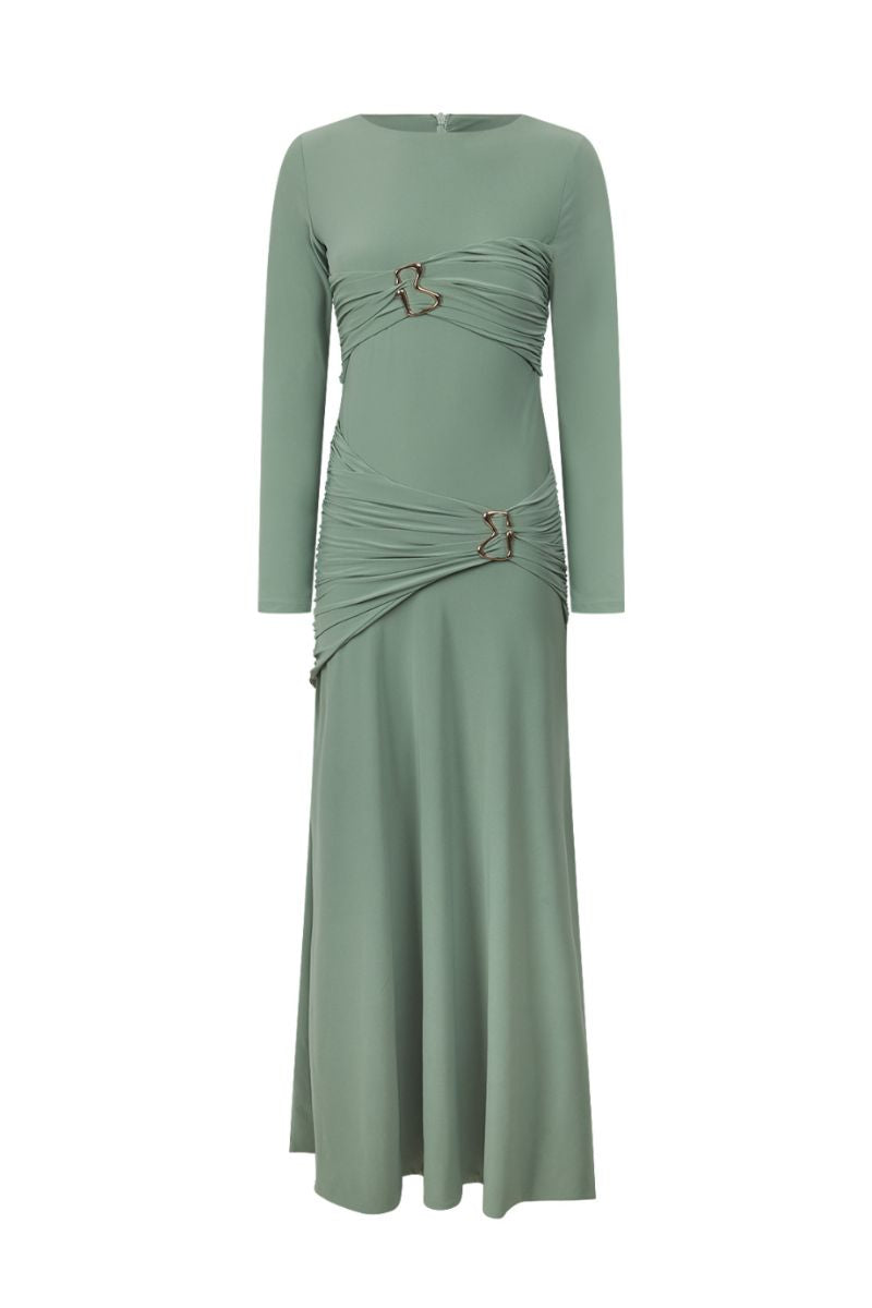 JADE MAXI DRESS IN SMOKE GREEN