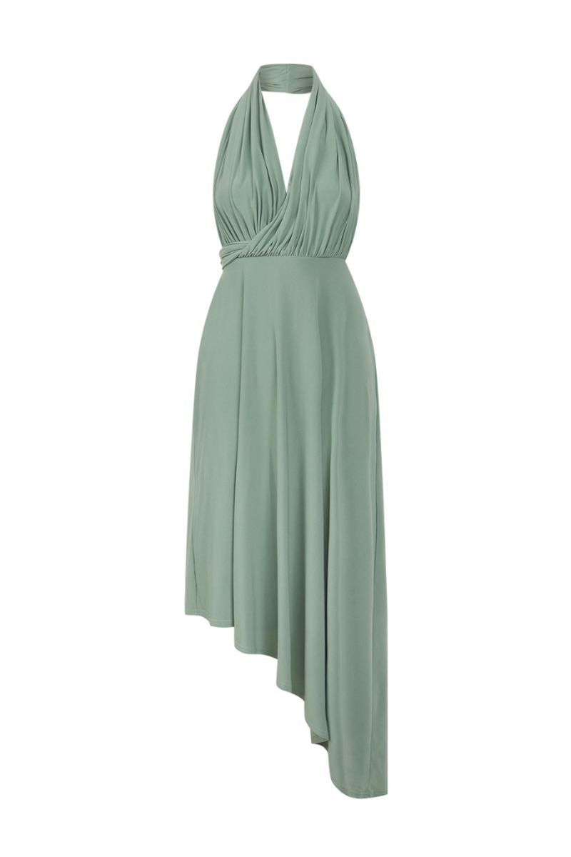 GAIA MIDI DRESS IN SMOKE GREEN