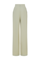 Maison Des Copains Helen straight wide-leg floor-length pants in a neutral fabric with a relaxed fit and high waist.