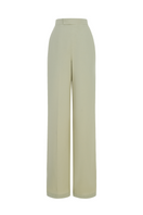 Maison Des Copains Helen straight wide-leg floor-length pants, stylish beige pants with a relaxed fit and floor-grazing hem.