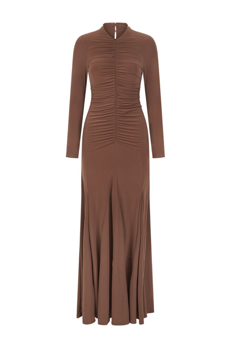 ZINNIA MAXI DRESS IN WOODSMOKE TAN