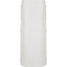 Ivory Pappus Tweed Maxi Skirt by JINSUN featuring a high waist and textured tweed fabric, full-length and flowing.