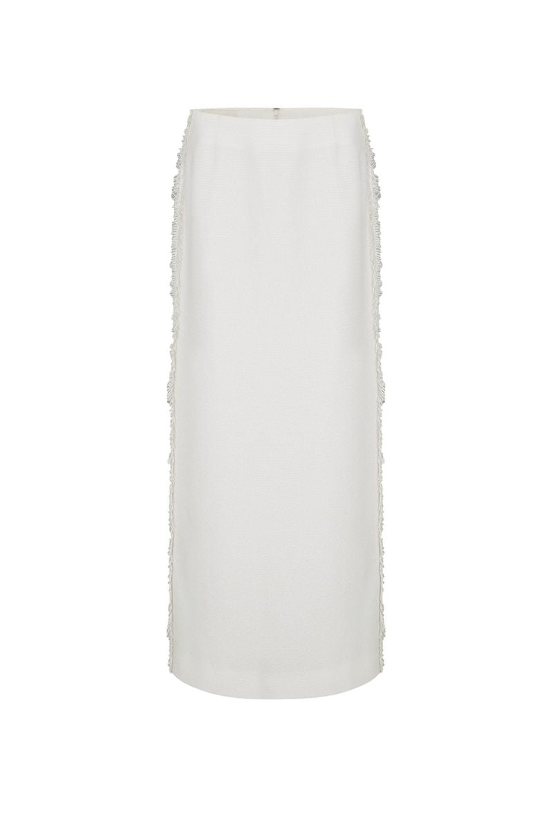 PAPPUS TWEED MAXI SKIRT IN IVORY - CULT MIA