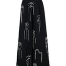 Maison Des Copains gray straight wide-leg floor-length pants in black, showing the relaxed fit and smooth fabric.