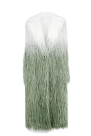 Maison Des Copains Jayla straight faux fur calf-length trench coat with V-neck, stylish and warm for cold weather.
