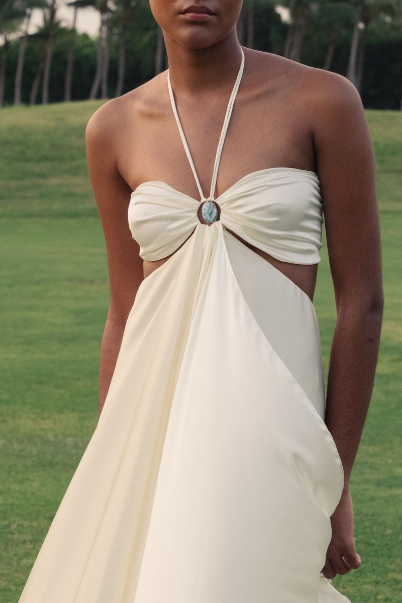 PEÑON OFF-WHITE MIDI DRESS - CULT MIA