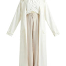 Deme By Gabriella Laurie co-ord set in off white and beige, featuring matching top and pants with a stylish, coordinated look.