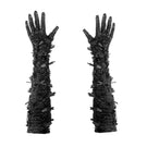 Onalaja Lela embellished black gloves with intricate detailing, stylish and elegant for cold weather wear.
