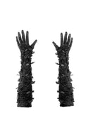 Onalaja Lela embellished black gloves with intricate detailing, stylish and elegant for cold weather wear.