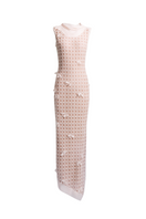 LECIA 3D column midi dress showcasing a sleek, modern design with textured fabric and a fitted silhouette.