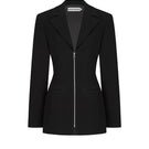 Black open-back suit jacket by Stolen Stores featuring a tailored fit and sleek design, perfect for stylish formal or casual wear.