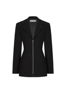Black open-back suit jacket by Stolen Stores featuring a tailored fit and sleek design, perfect for stylish formal or casual wear.