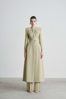 Maison Des Copains HELEN slit square shoulder long length shirt, stylish top with slit design and square shoulder detail.