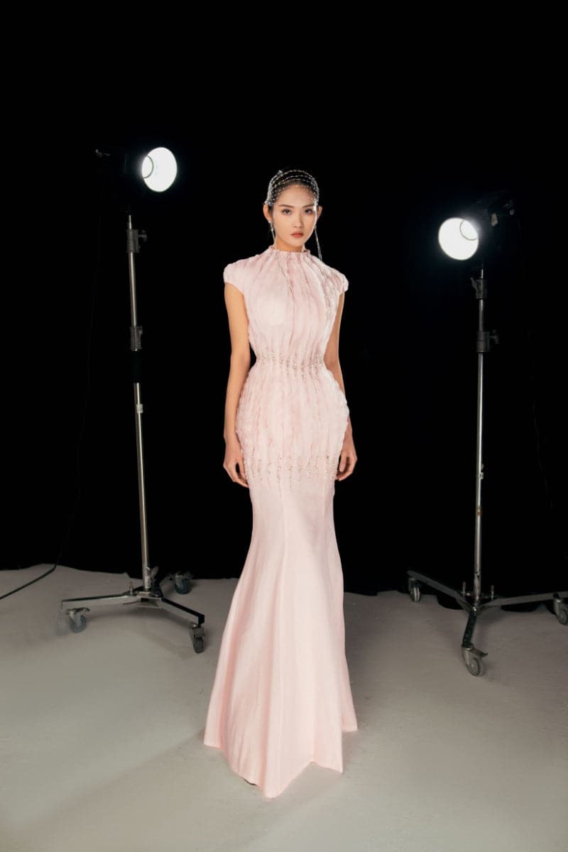 PINK ORGANZA STRAPLESS LAYERED MAXI DRESS - CULT MIA