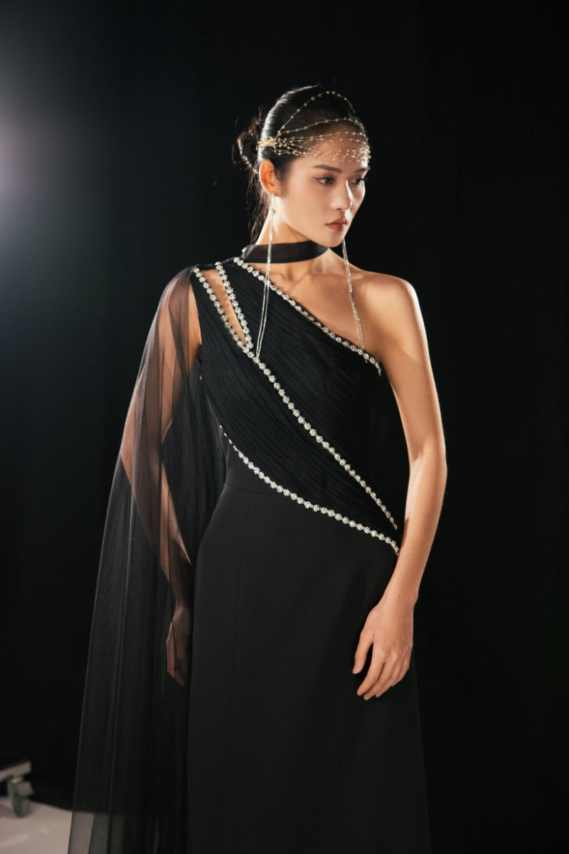 BLACK SLIT ONE-SHOULDER MAXI DRESS | CULT MIA | HAPPY CLOTHING BLACK SLIT ONE-SHOULDER MAXI DRESS | CULT MIA | HAPPY CLOTHING
