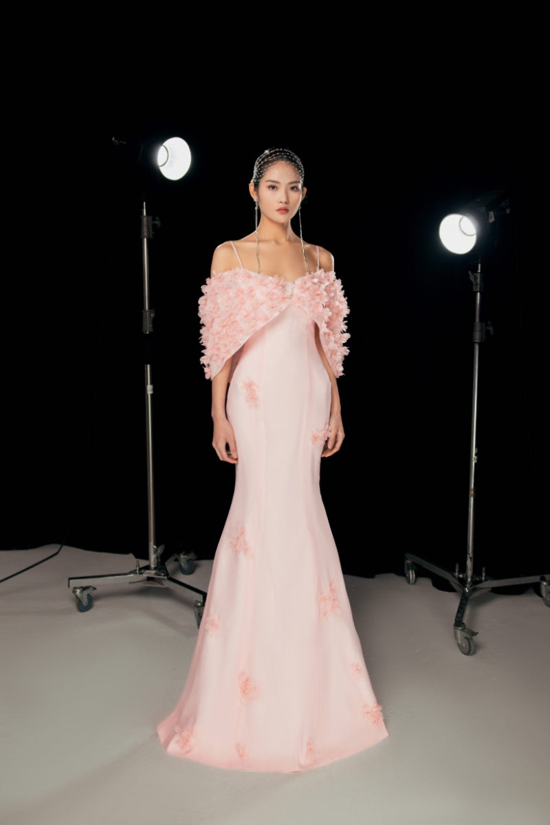 HAPPY CLOTHING PINK FLOWER APPLIQUE ORGANZA GOWN | Cult Mia HAPPY CLOTHING PINK FLOWER APPLIQUE ORGANZA GOWN | Cult Mia