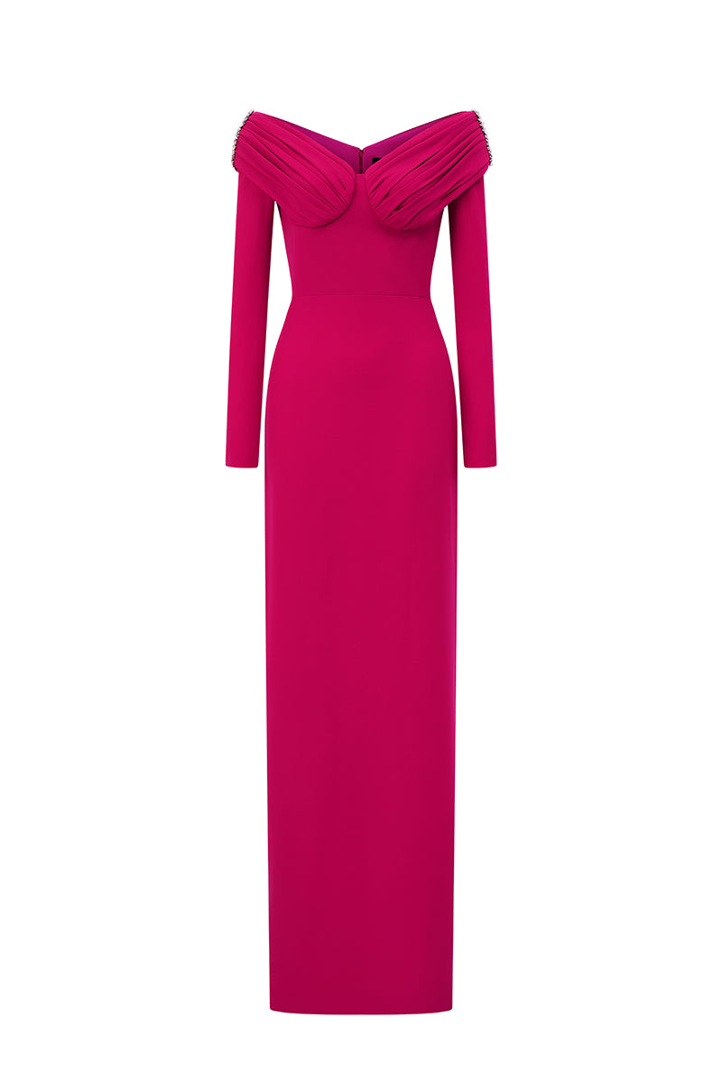 dark pink flowy dress Parisa Hot Pink Maxi Dress