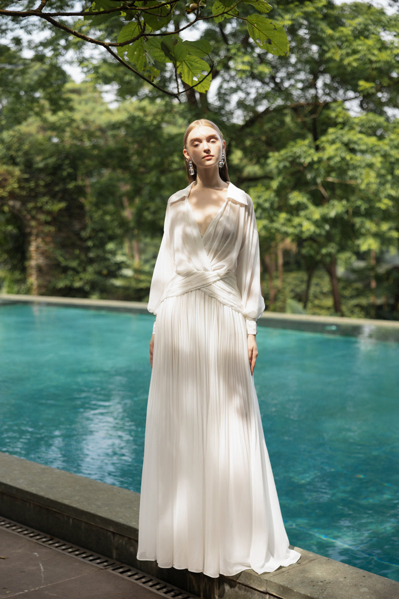 CLEMENTINA CHIFFON PLEATED DRESS - CULT MIA