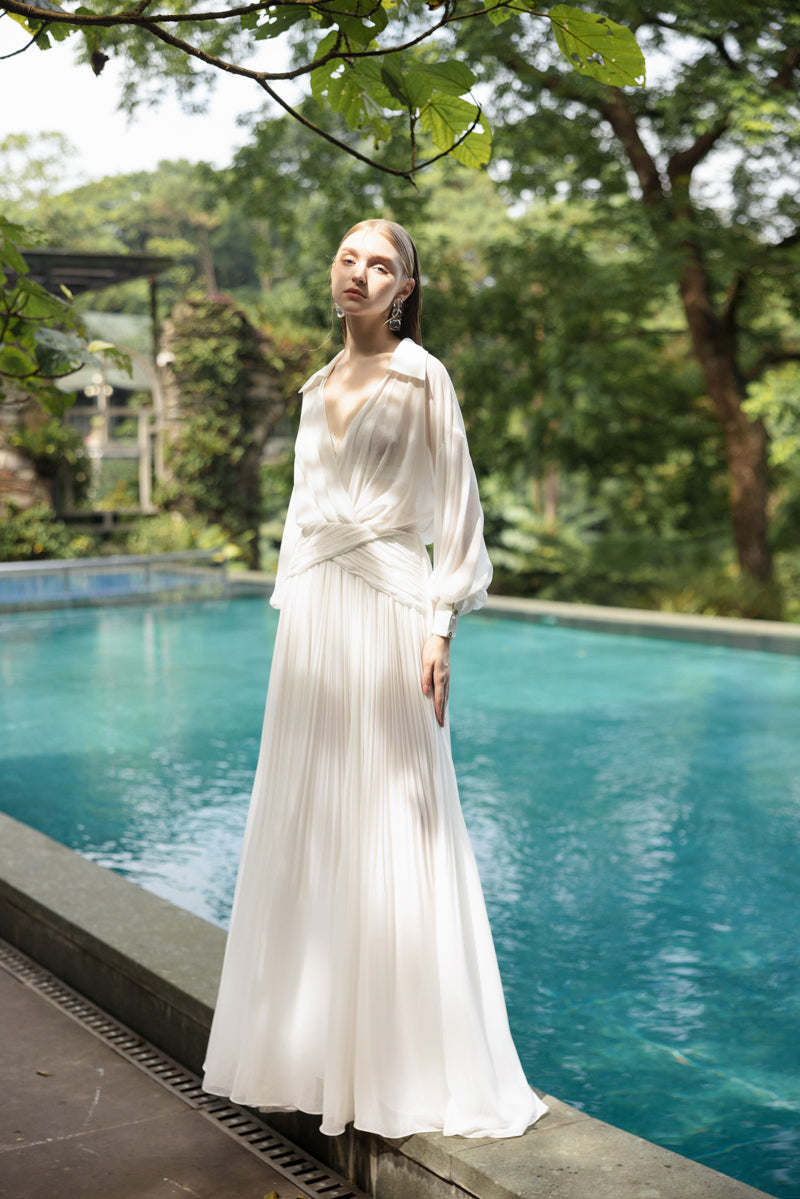CLEMENTINA CHIFFON PLEATED DRESS - CULT MIA
